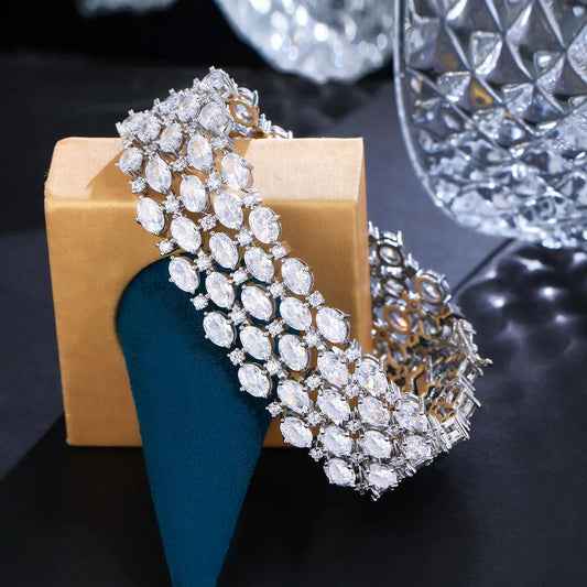 ✨ Gorgeous Multi-Stone White CZ Bridal Bangle ✨.