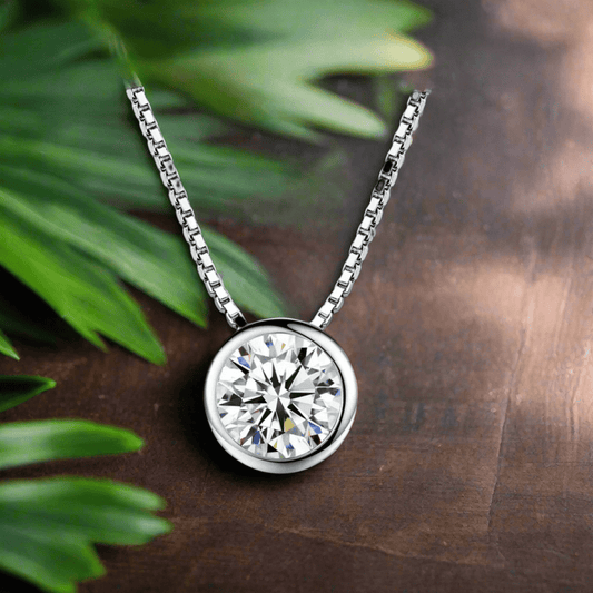 Luminous Elegance Bezel Pendant Necklace.