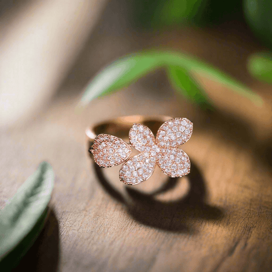 Rose Bloom Open Flower Ring.
